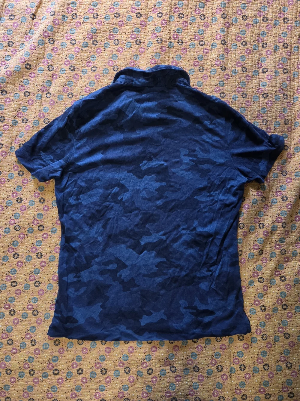 Banana Republic Blue Camo Short-Sleeve Polo L